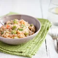 Risotto z bobem i pomidorami