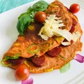 Omlet pomidorowy z porem i chorizo
