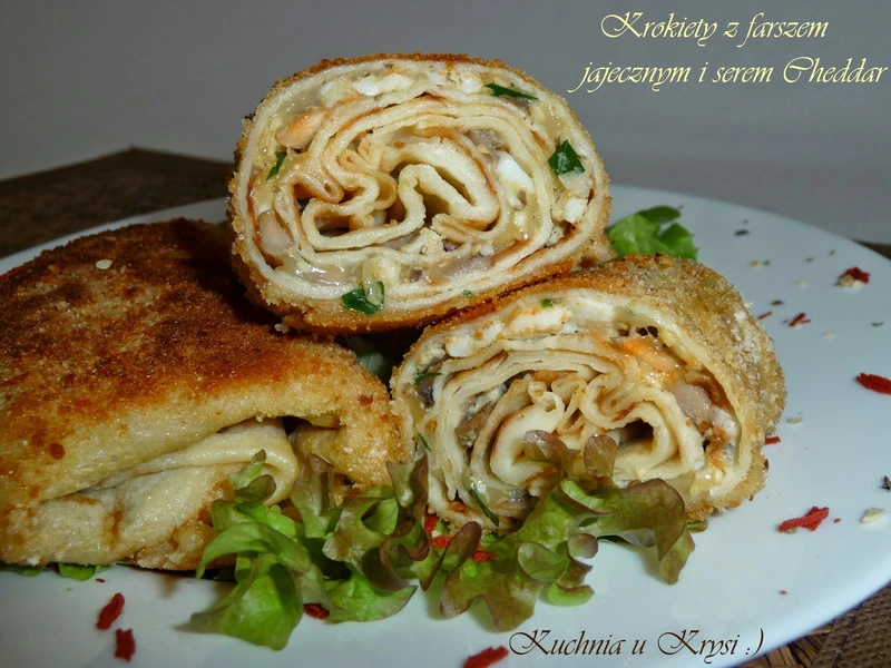 Krokiety z farszem jajecznym i serem Cheddar