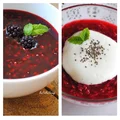 Domowy kisiel jeżynowy i malinowy z jogurtową bitą śmietaną light