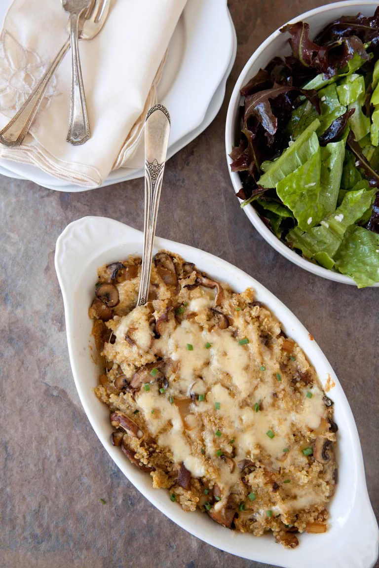 ZAPIEKANKA GRZYBOWA Z KOMOSĄ RYŻOWĄ