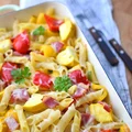 Makaron zapiekany z cukinią i boczkiem