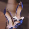 Chabrowe peep toe ze zdobioną kokardą