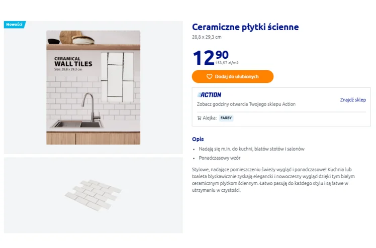 Zdjęcie Te ceramiczne płytki z Action za 12 zł stworzą kuchnie marzeń! Szybka metamorfoza bez fachowców, łatwe czyszczenie i pasują do każdego stylu #1