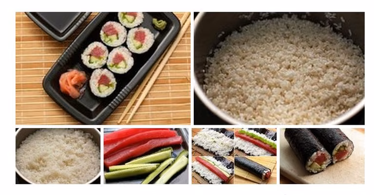 Maki sushi z łososiem i ogórkiem