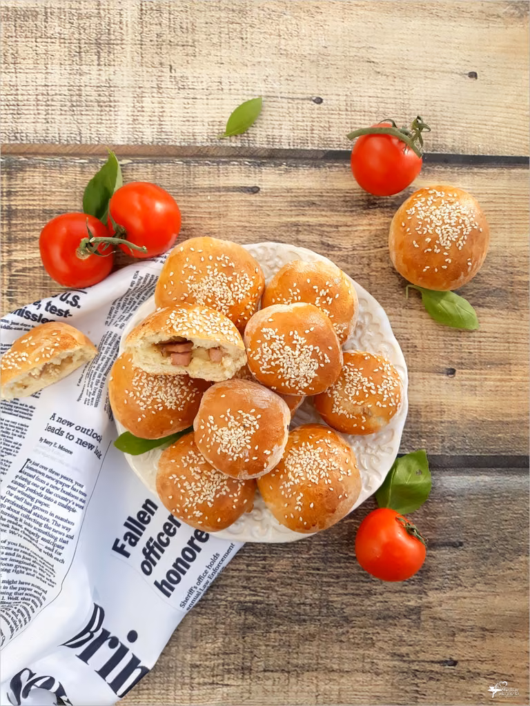 Nadziane bułeczki (z szynką i pieczarkami)