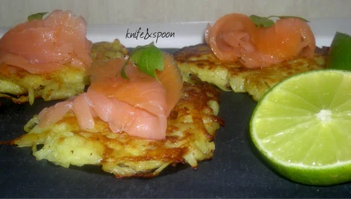 Placki ziemniaczane z łososiem – Potato pancakes with salmon