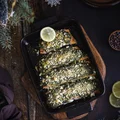 Łosoś z zielonym pesto i kruszonką
