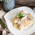 Porowo-pieczarkowy makaron lasagne