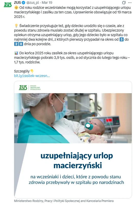 Zdjęcie 15 tygodni DODATKOWEGO urlopu dla tych rodziców! ZUS wydał komunikat #1