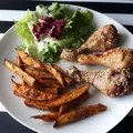 Pieczone podudzia z kurczaka z miodem i sezamem +frytki z batatów