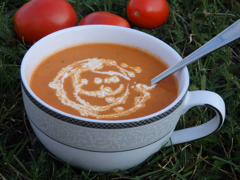 Krem z pieczonych pomidorów z mozzarellą