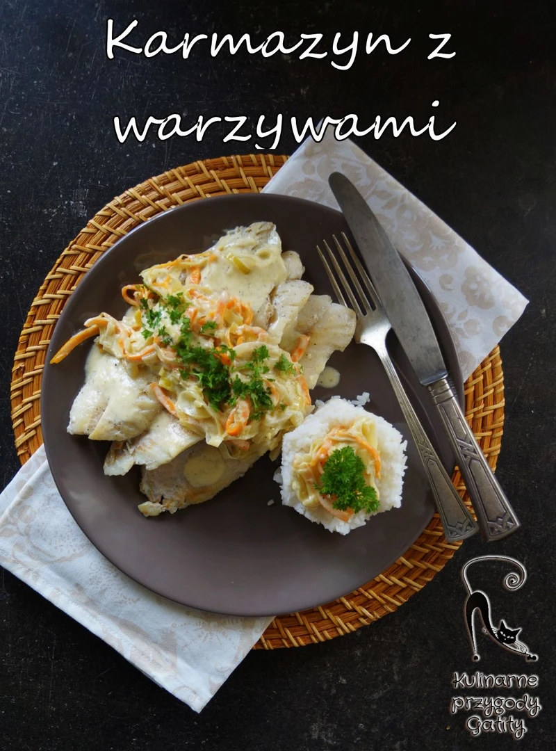 Karmazyn w warzywach z sosem winno-śmietanowym
