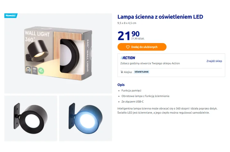 Zdjęcie Ta lampa z Action za 21 złotych zamieni pokój w wnętrze premium! Funkcja obrotu 360° i opcja ściemniania zrobią boski klimat #1