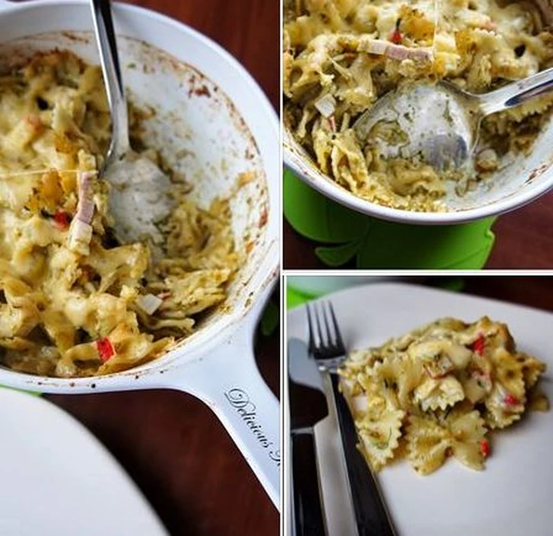 Zapiekanka z makaronu z surimi