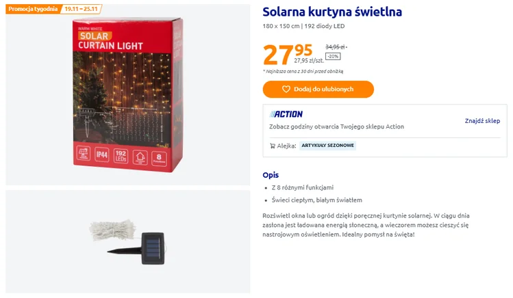 Zdjęcie Ta solarna świecąca zasłona z Action za 28 zł zrobi szałowy efekt na balkonie i w ogrodzie! Aż 8 trybów, bez rachunków i prądu #1