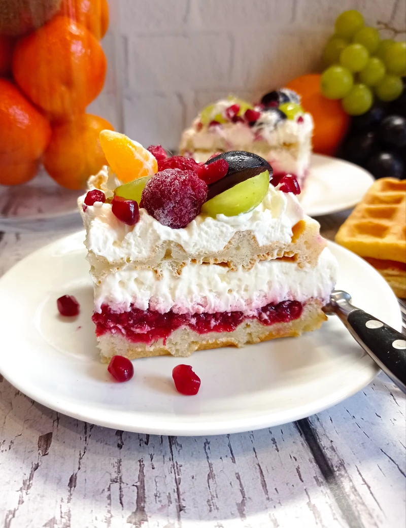 Ciasto na gofrach z owocami bez pieczenia