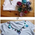 DIY Łowicki wzór z cekinów na koszulce