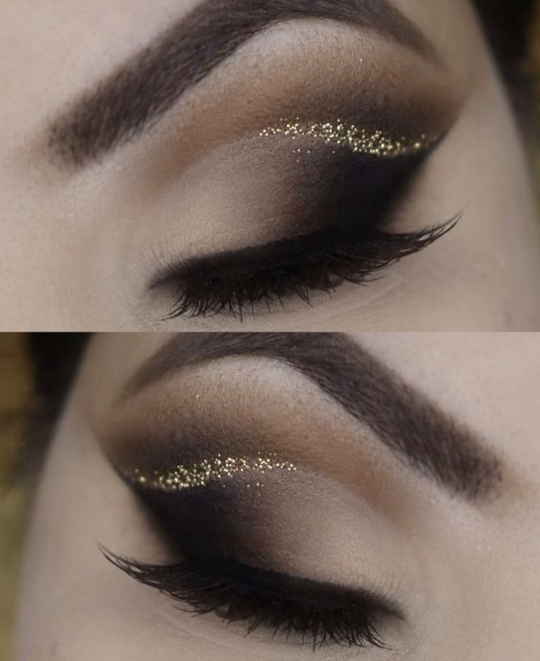 Smokey eye ze złotym akcentem