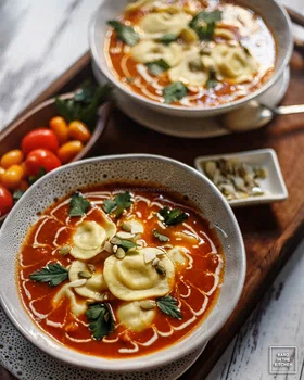 Włoska zupa pomidorowa z pomidorów z puszki