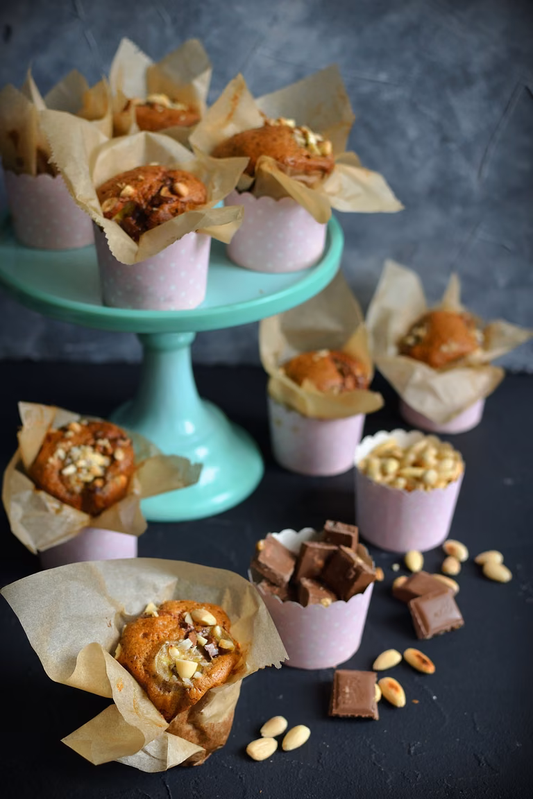 MUFFINKI Z BANANAMI, CZEKOLADĄ I MIGDAŁAMI!