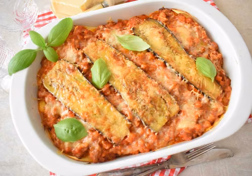 Lasagne z bakłażanem i mięsem mielonym