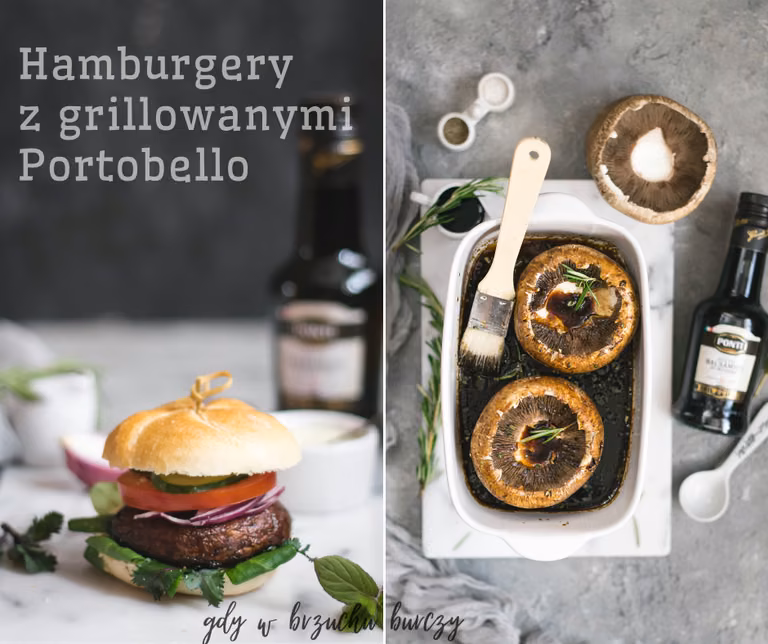 Hamburgery z grillowanymi pieczarkami Portobello