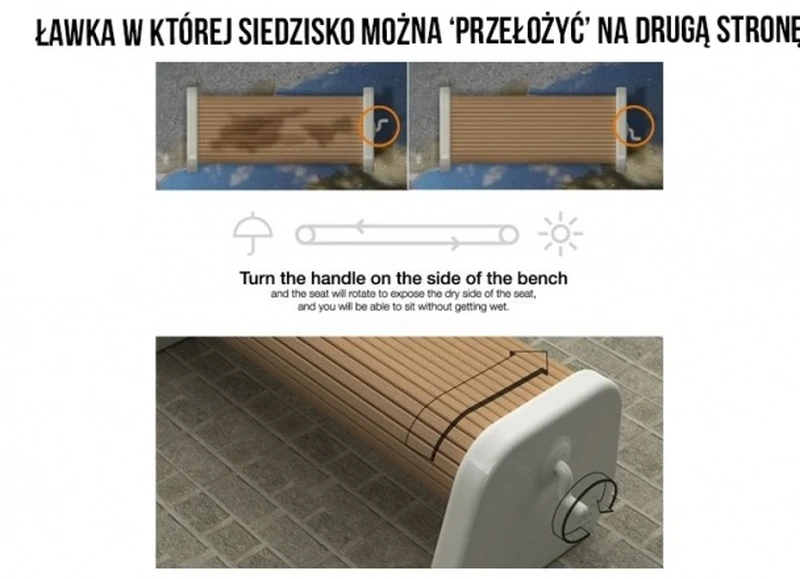 Ławka której siedzisko można przełożyć na drugą stronę