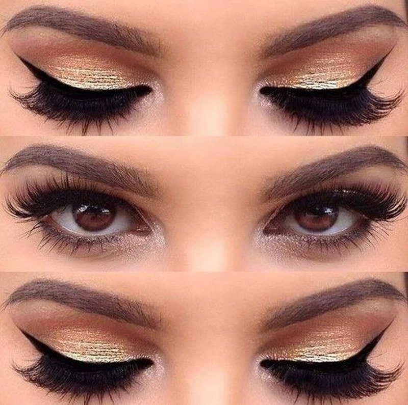 Złoty make-up z kreską