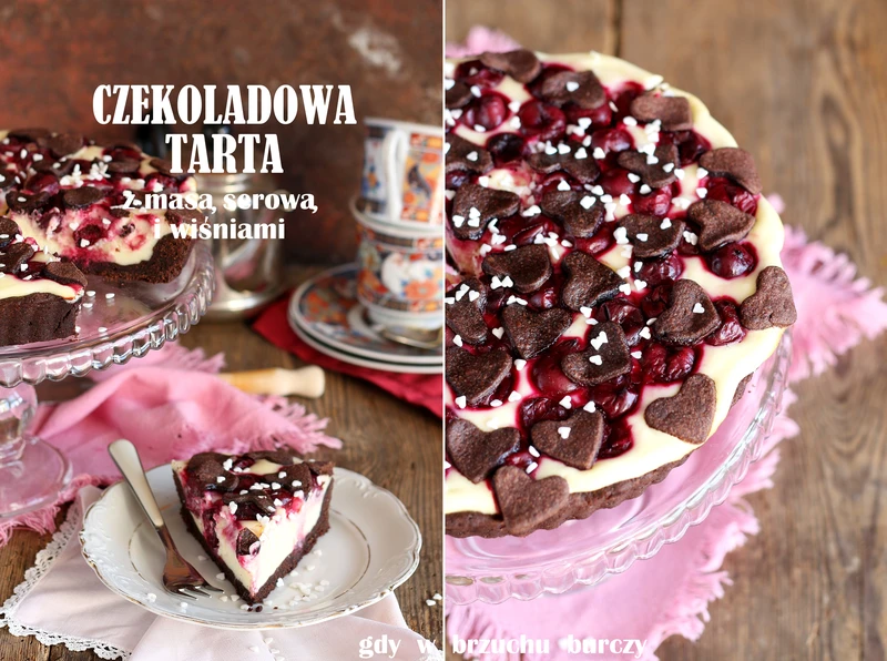 Czekoladowa tarta sernikowa z wiśniami