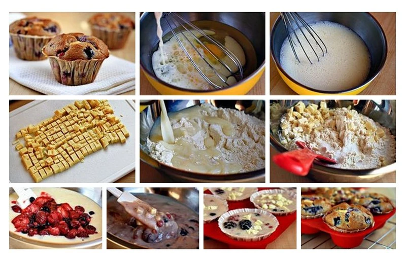 Muffinki z biala czekolada i jagodami