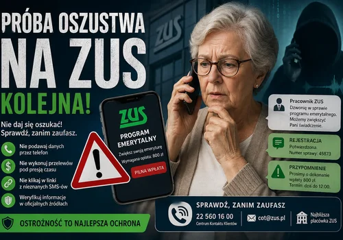 Próba oszustwa na ZUS. Jak rozpoznać fałszywy telefon i nie dać się wyłudzić pieniędzy