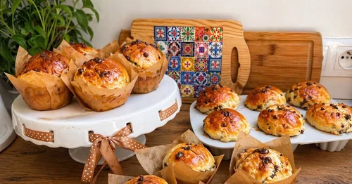 Babeczki drożdżowe z czekoladą i nutellą