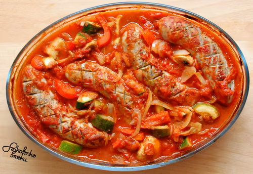 Pieczona biała kiełbasa