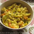 Ryż, fasolka szparagowa i curry