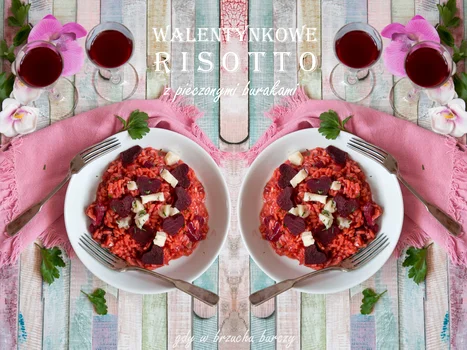 Różowe risotto z pieczonymi burakami