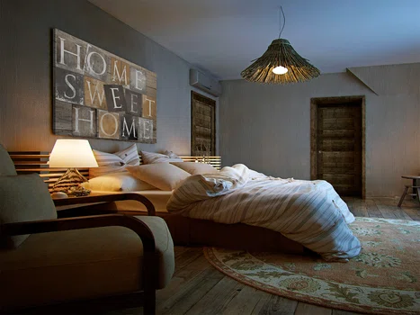 Home sweet home w brązach - nowoczesny obraz na płótnie