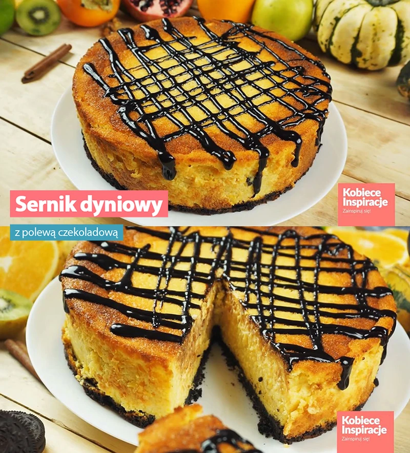 Sernik dyniowy z polewą czekoladową