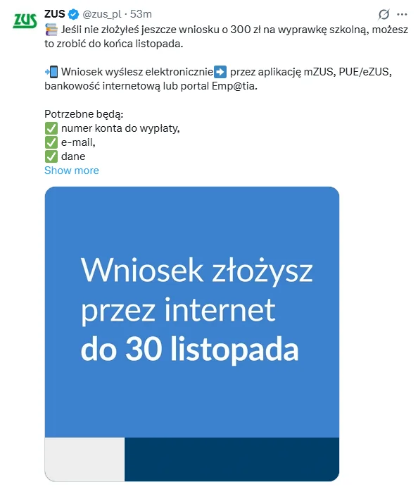 Zdjęcie Uwaga rodzice - ważny komunikat ZUS! Ostatnie dni na wniosek - inaczej 300 zł przepadnie #1