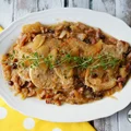 Schab pieczony w antonówkach i cydrze