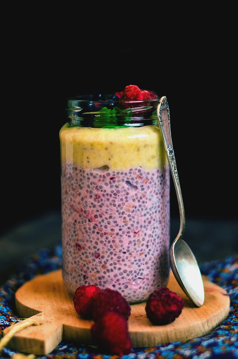 Malinowo-bananowy puding z chia