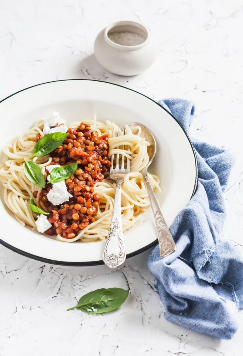 Spaghetti z soczewicą