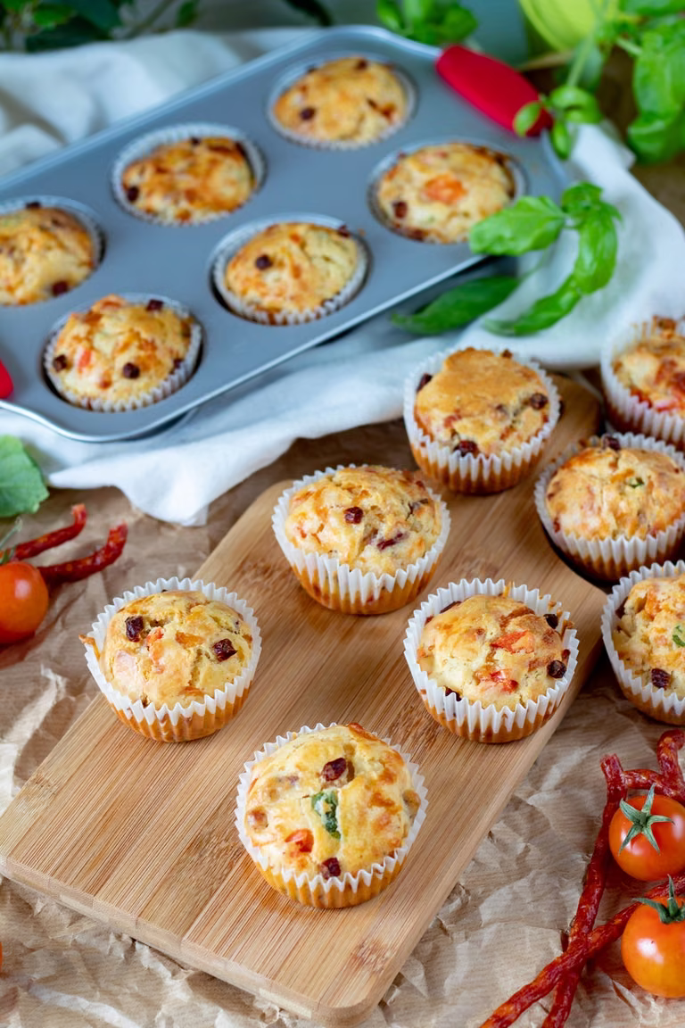 Wytrawne muffinki z kabanosem i warzywami