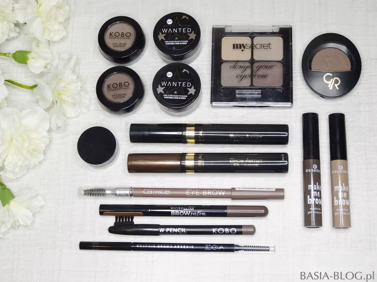 Przegląd produktów do brwi (cienie, pomady, kredki, żele/maskary)
