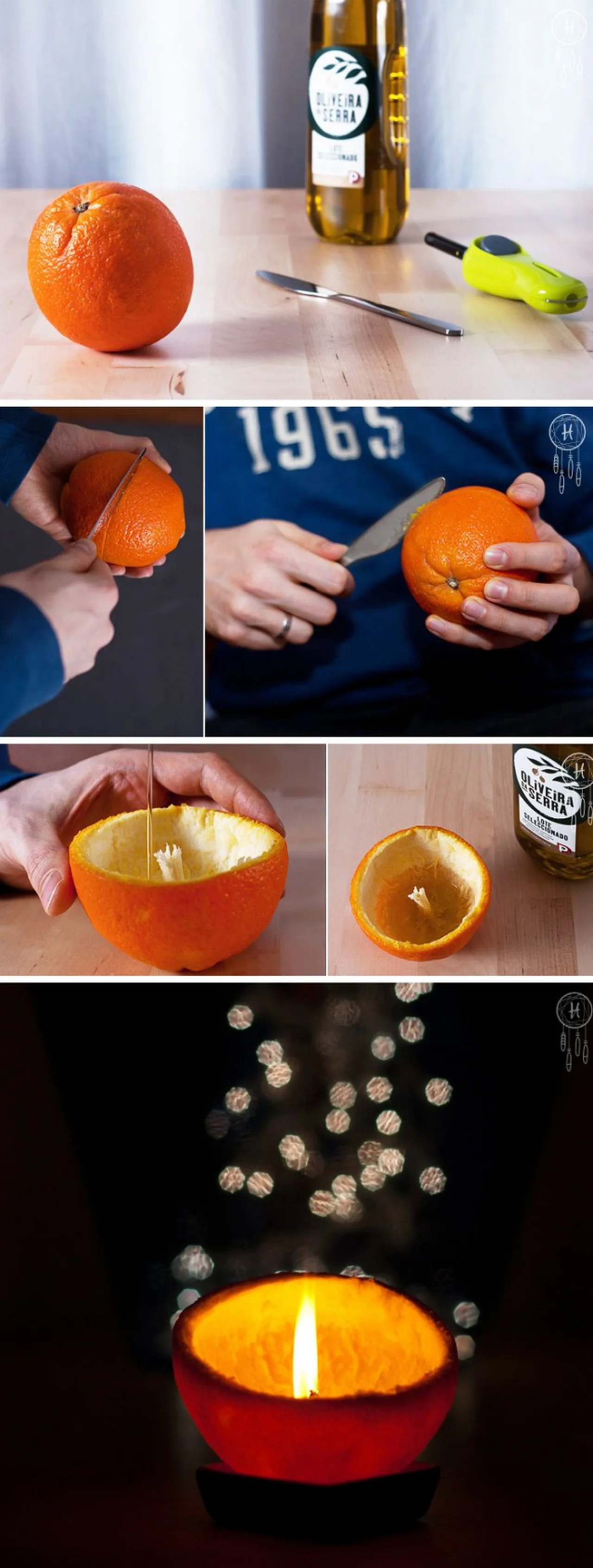 Świecznik zrobiony z pomarańczy - instrukcja