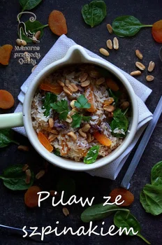Pilaw ze szpinakiem i morelami