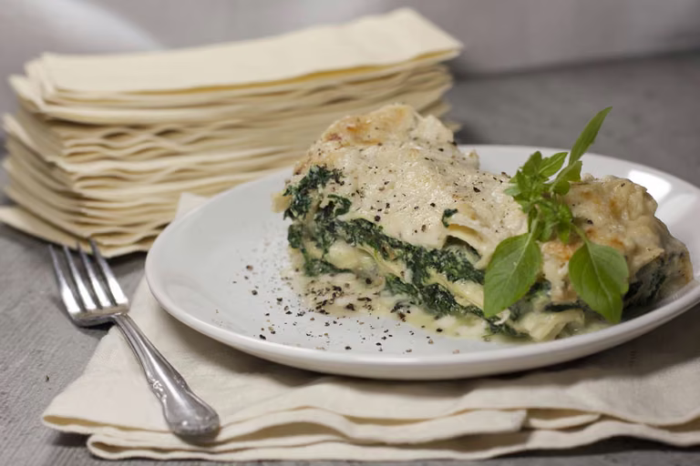 Lasagne ze szpinakiem i gruszką