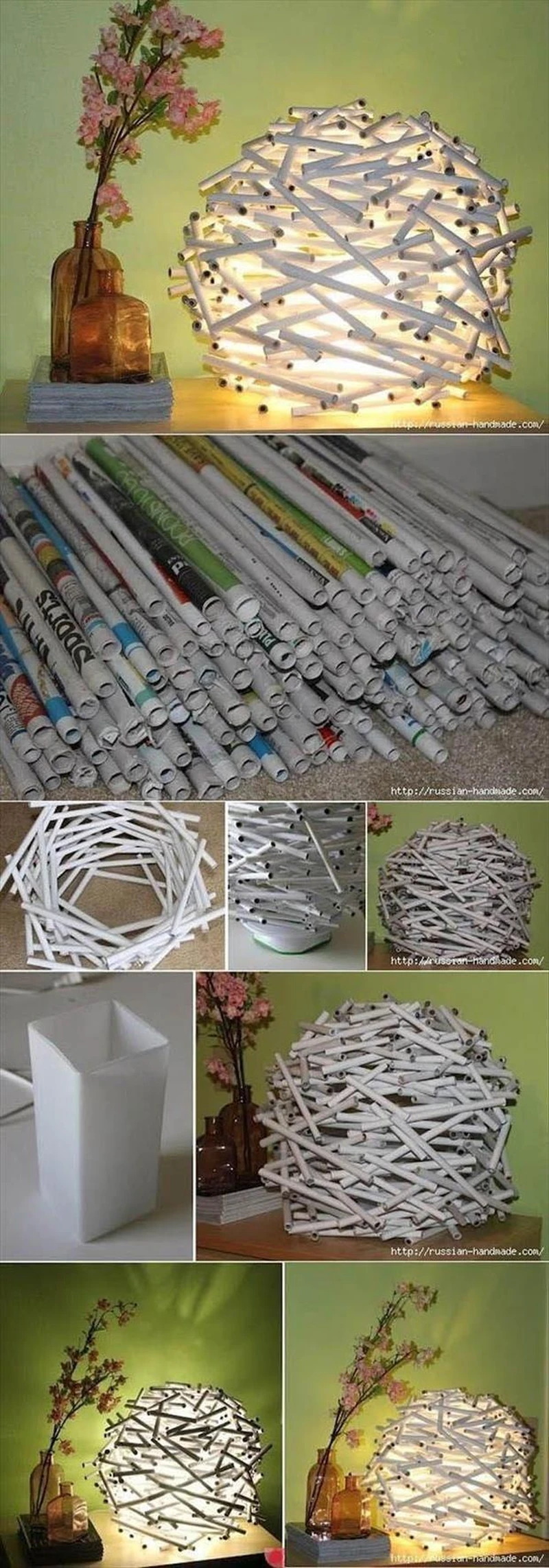 Fantastyczna lampa z papierowych rurek - instrukcja