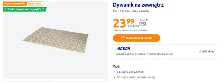 Zdjęcie Ten dywanik z Action odmieni każdy balkon i taras! Za 24 zł efekt jak z Instagrama, a czyszczenie to pestka #1