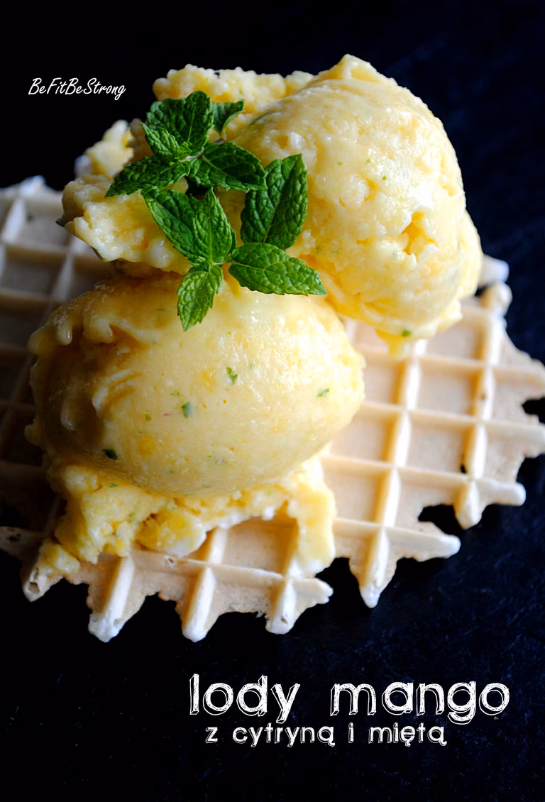Najprostsze lody sorbet mango z cytryną i miętą